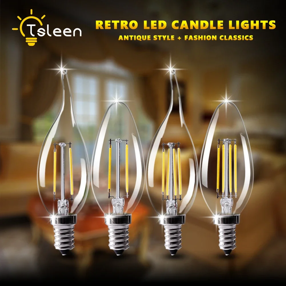 E14 LED Filament Bulb 220V 4W/8W Retro Vintage Lamp for Living Room Home