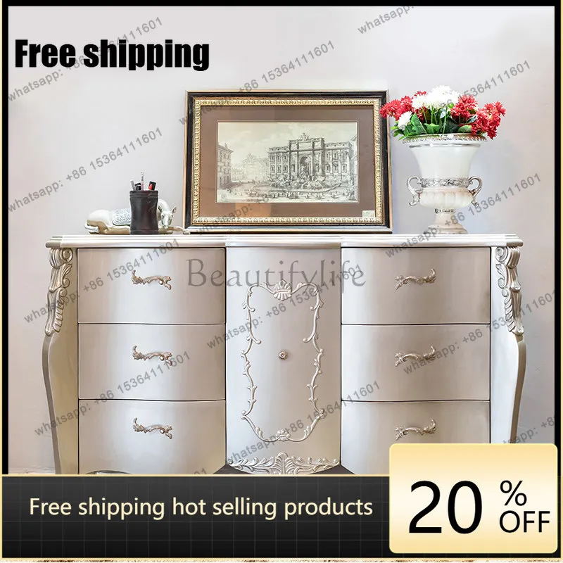 

LD neoclassical retro home all solid wood living room cabinet custom entrance shoe cabinet integrated