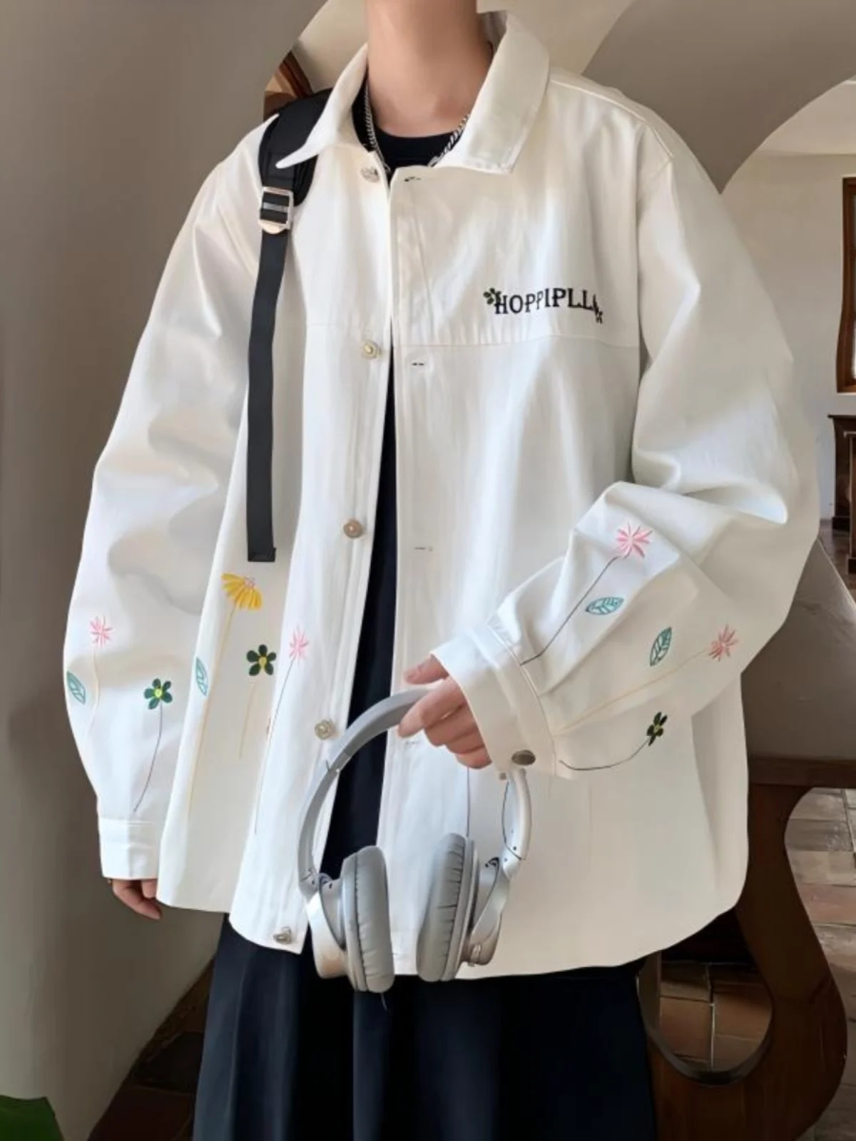 

Американский винтажный бейсбольный джет, свободный крой, хлопок, весна-осень, мужская повседневная длинная дышащая застежка на одной пуговице