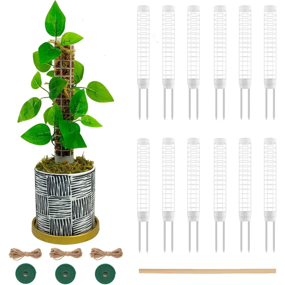 

Stackable Refillable Plastic Moss Poles for Climbing Plants, Large Mesh Design, 12-Pack White Small