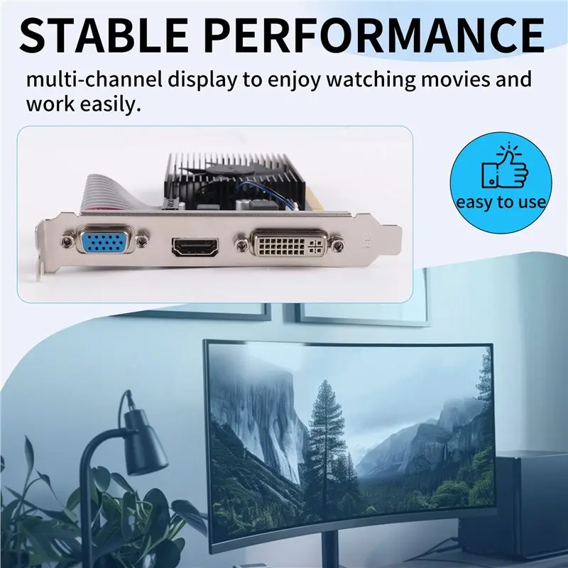 Highly Recommended GT210 1GB GDDR3 64Bit Graphics Card Pcle X16 2.0 GPU Computer Graphics Card DVI-D+VGA+HD Desktop Video Card
