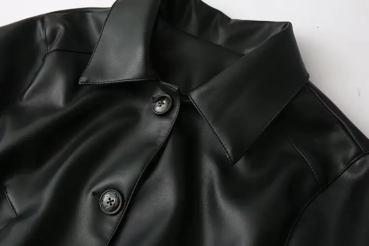 JNLEAOG Cappotto Jaet in pelle Faionable da donna Primavera Autunno Stagione Stand Fit Fibra di poliestere Lungo Bottone Sve Cl...
