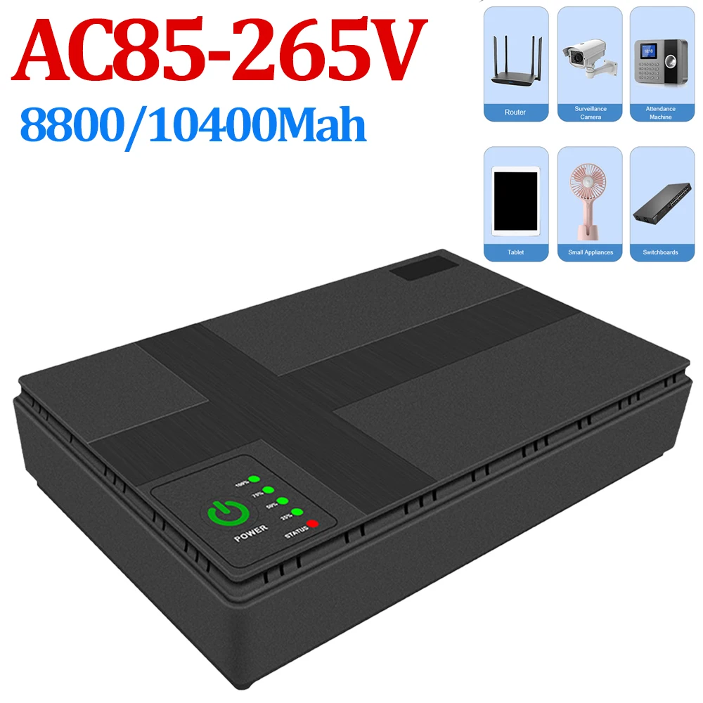 AC85-265V DC1018P Router 12V9V5V Optical Cat Monitor Backup Uninterruptible 8800/10400Mah Power Supply Charger Cell Phone