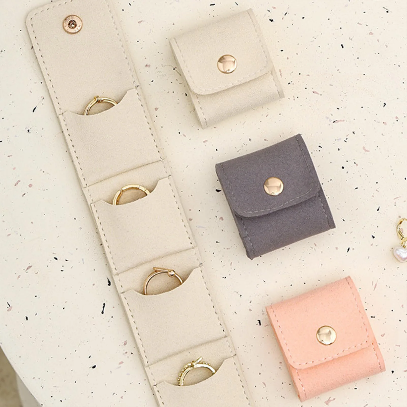Portable Mini Jewelry Organizer Bag with Multiple Compartments for Rings Necklaces Earrings Travel Storage Case