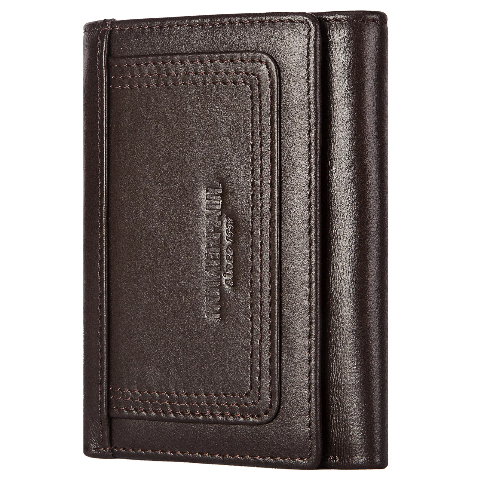 HUMERPAUL Slim Wallet for Men RFID Original Genuine Leather Trifold Cards Holder Small Luxury Male Clutch with Zipper Coin Pouch