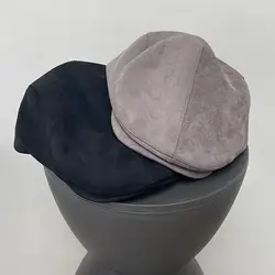 Suede Visor Women's Cap British Style Newsboy Cap Winter Hats For Women Men Vintage Simple Visor Hat Solid Color Painter Cap New