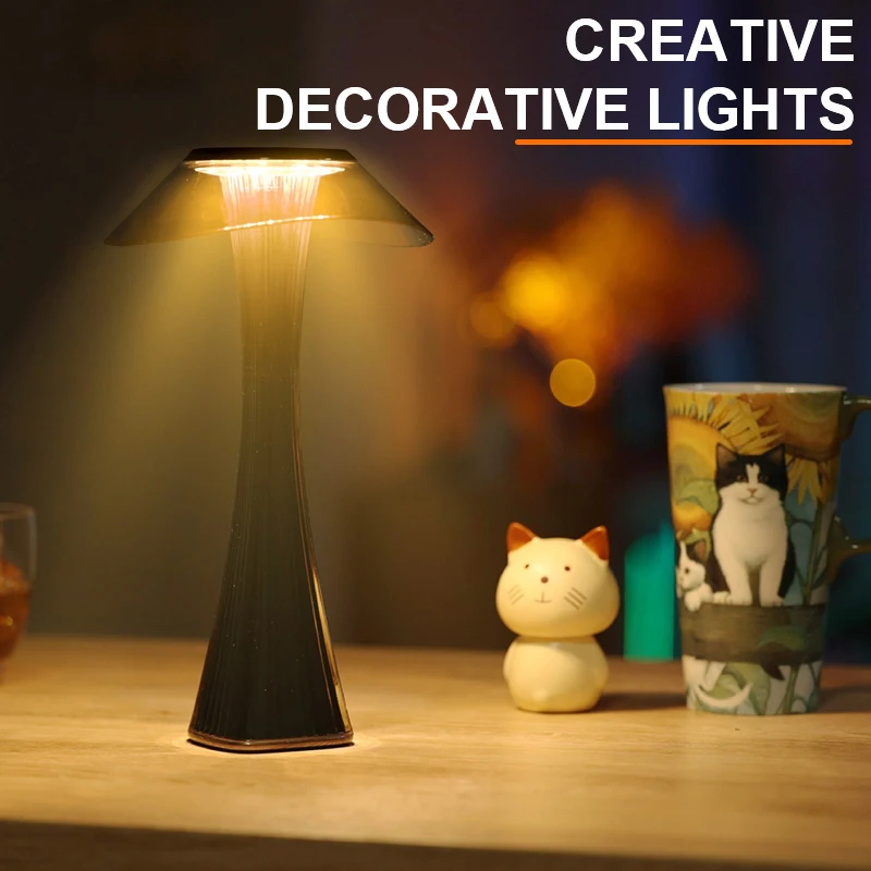 

LED Touch Dimmable Table Lamp USB Bar Atmosphere Lamp Eye Protection Bedside Reading Light Acrylic Creative Art Decor for Cafe