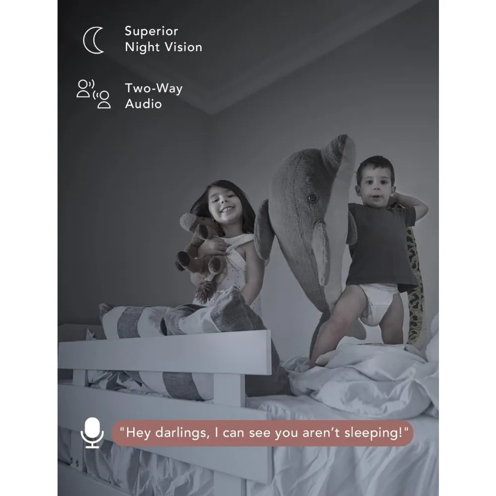 Baby monitor con fotocamera Confezione da 2, telecamera baby monitor wifi, 360 gradi 1080p, telecamera intelligente per bambini con tracciamento del movimento, visione notturna,tw