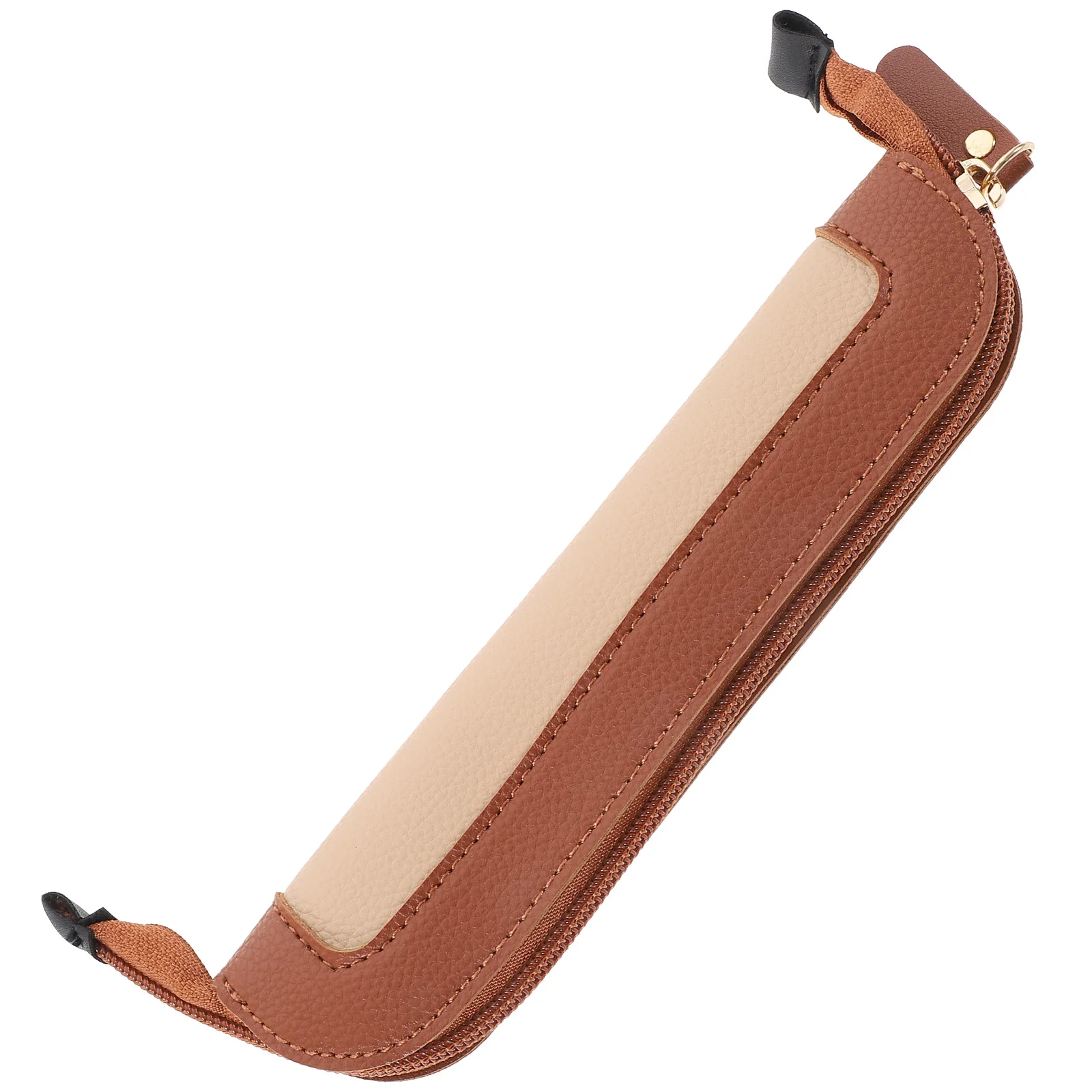 

Pencil Case Student Pencil Holder Bag Large Capacity Portable PU Stationery Organizer For Students Brown Zipper