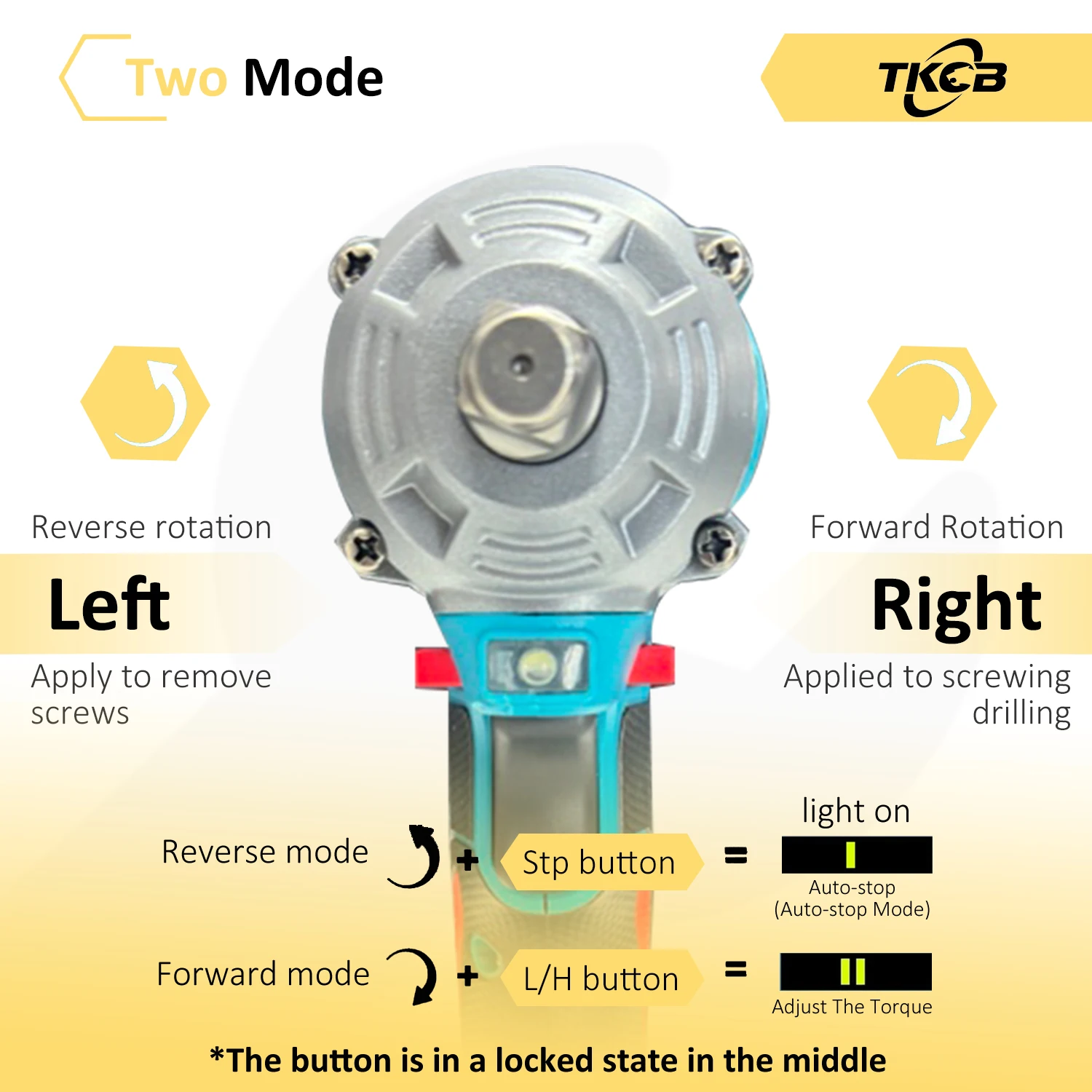 TKCB 520n.M Brushless Electric Impact Wrench 1/2 In. Lithium-Ion Battery 18 Volt, Makita Compatible, For Automotive Repair