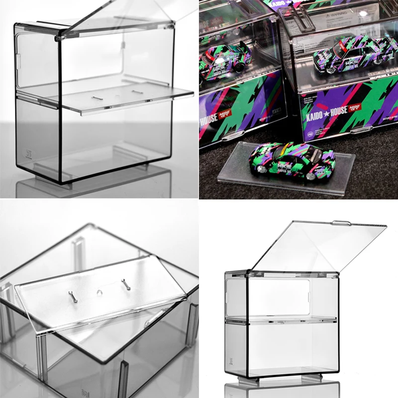 Transparent Double Layer Car Model Storage Box Set Dustproof Display Case LargeCapacity Desktop Organizer for Small Scale Models