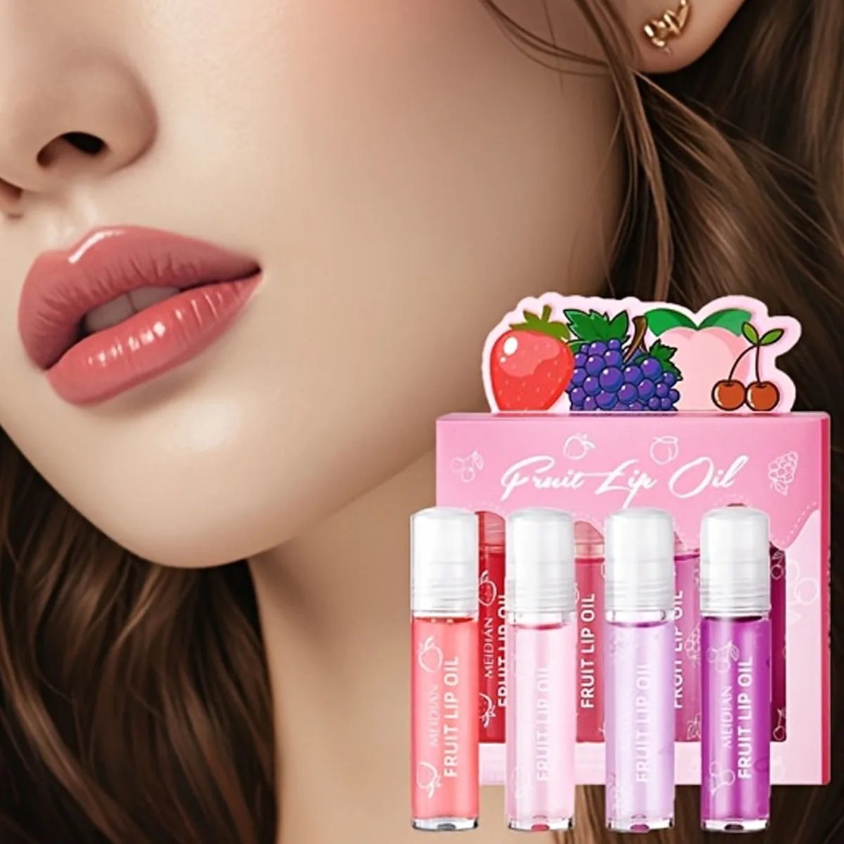 Set de aceites labial de 4 piezas: aceite labial frutado, hidratación duradera, suave y no irritante, apto para labios secos
