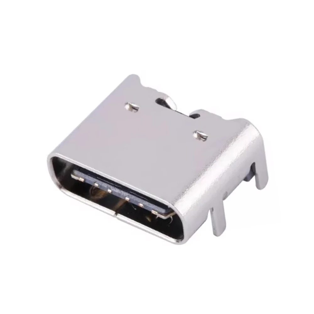 

USB connector TYPE-C 6PIN patch female socket with four fixed feet 6P patch gold-plated positive and negative plug simple type