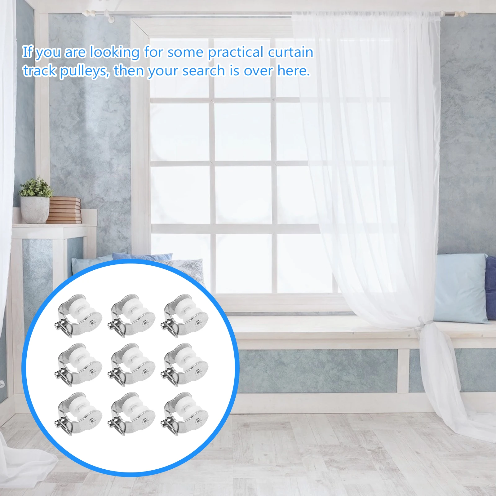 

20pcs Curtain Track Rollers Metal Home Decor Accessories Smooth Sliding Wheels For Curtains Plastic Pulley Hooks