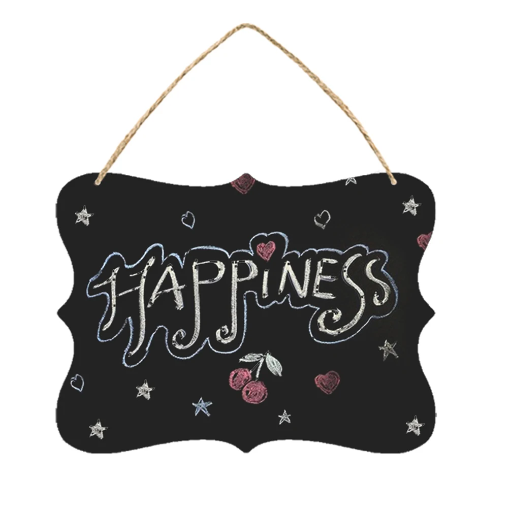 

2pcs Hanging Blackboard Decoration Message Wall Sign Chalkboard Ornament Home Decor Density Board Hemp Rope Suspension for Home