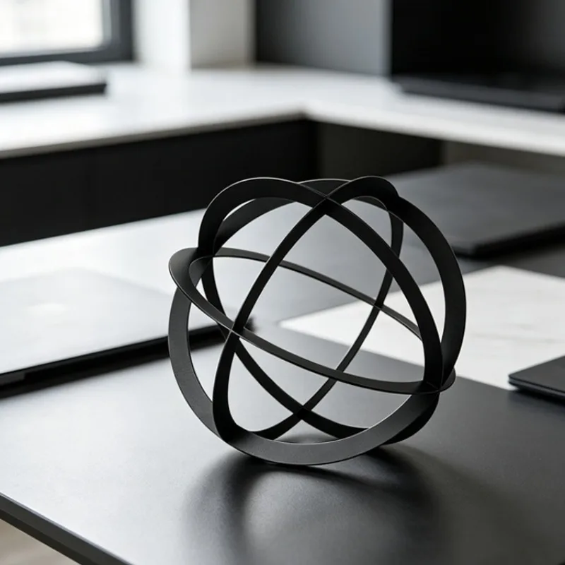 Modern minimalist abstract art geometric ring ornament, sales office living room coffee table decoration