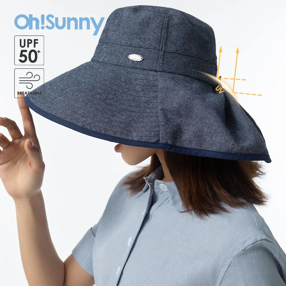 OhSunny Women Bucket Hat Foldable Wide Brim Fishman Cap UV Protection UPF50+ Beach Travel Sunhats for Outdoor Fishing Hiking