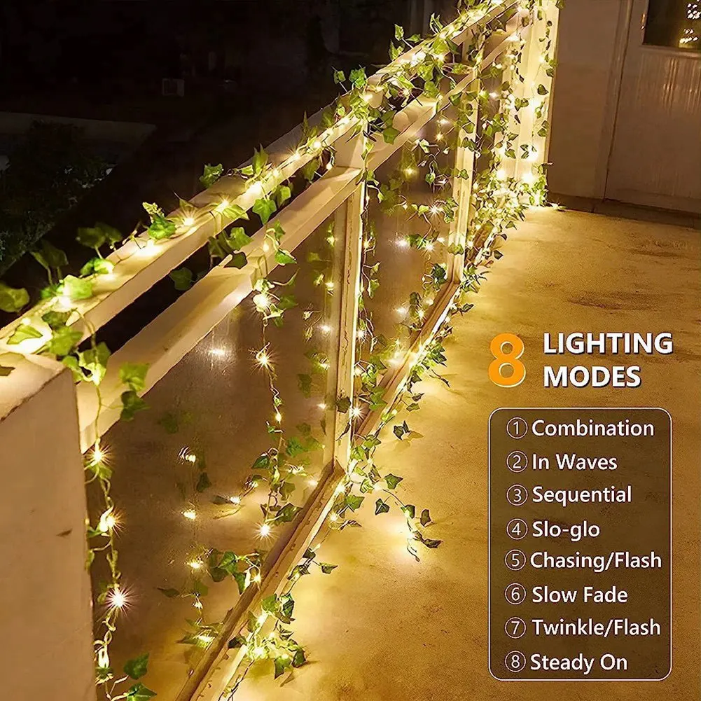 ONCE Solar Rattan Light String Outdoor Copper Wire Rattan Decorative String Light Garden Courtyard Wedding Decoration 10M