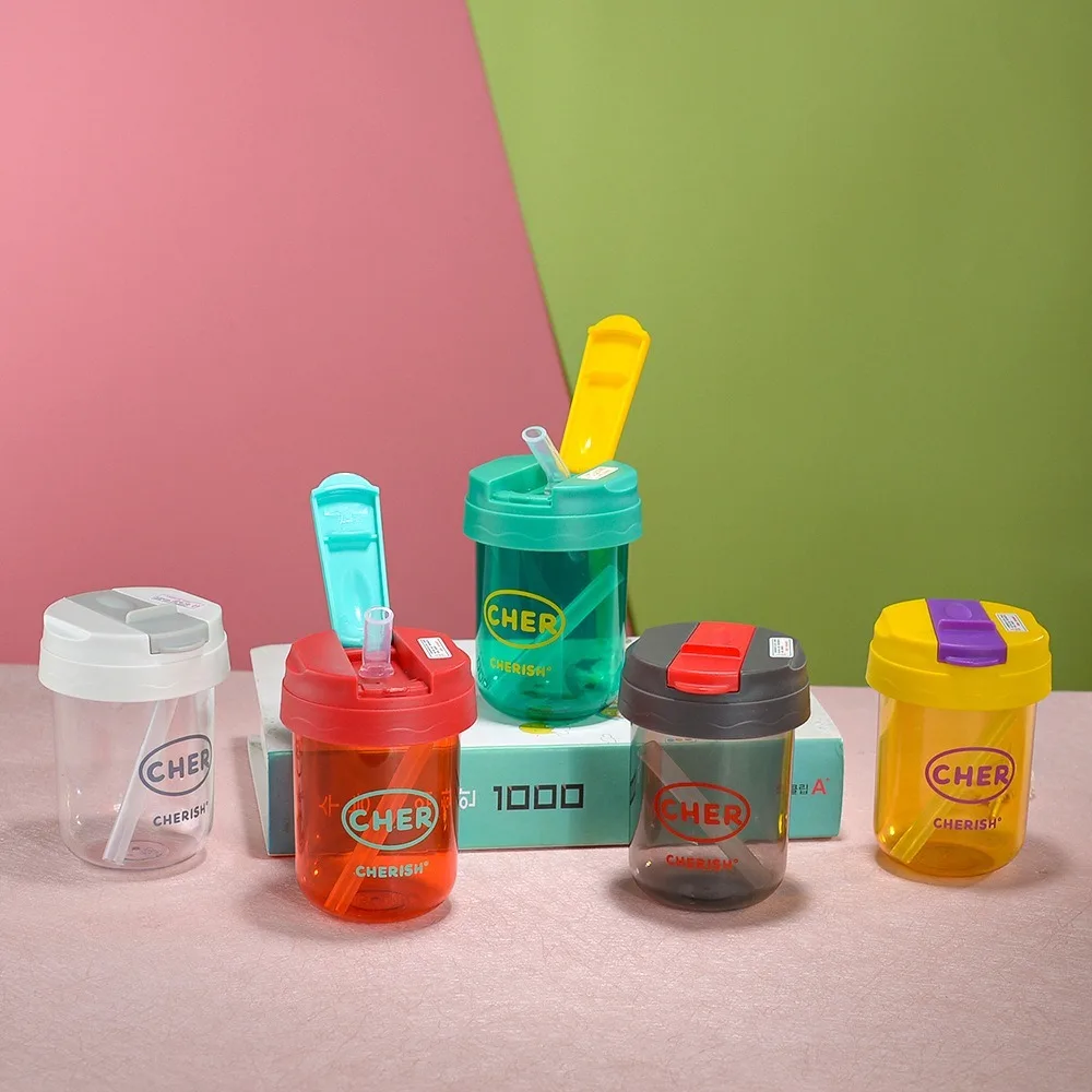 

Ins Style 300mL Straw Cup Mini Plastic Milk Coffee Cup Portable Anti-fall Drinking Tumbler School Office