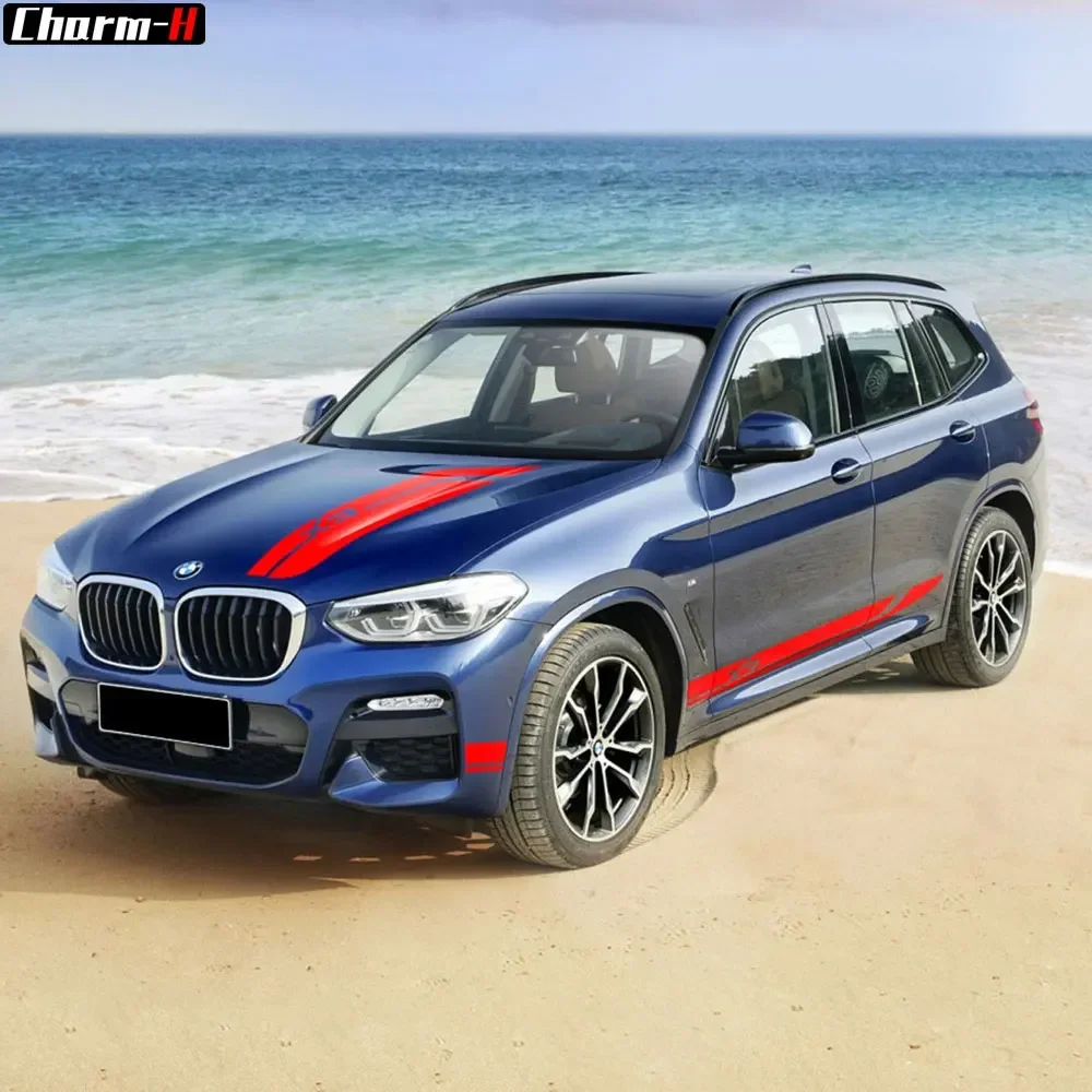 Car Styling Hood Cover Bonnet Sticker Graphic Side Stripes Skirt Vinyl Decor Decals for BMW X3 G01 2018-Present Accessories