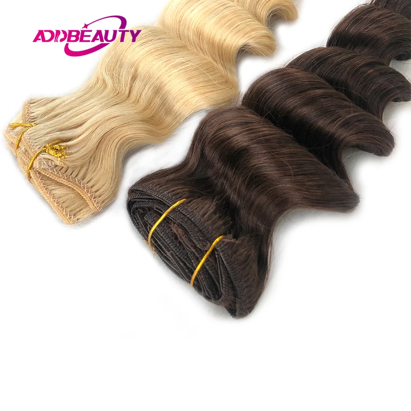 مشبك متموج في الشعر التمديد شعر الإنسان Addbeauty موجة فضفاضة 7 قطعة كليب في كامل رئيس الشعر التمديد للنساء شعر أشقر أومبير