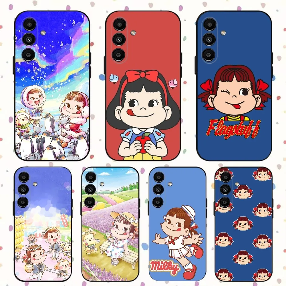 Fujiya-Milky Peko-Chan Phone Case For Samsung S24,S21,S22,S23,S30,Ultra,S20,Plus,Fe,Lite,Note,10,9,5G Black Soft Cover