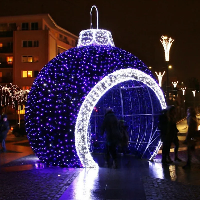 Custom. quality LED 3D outdoor motif decoration large ball motif lights