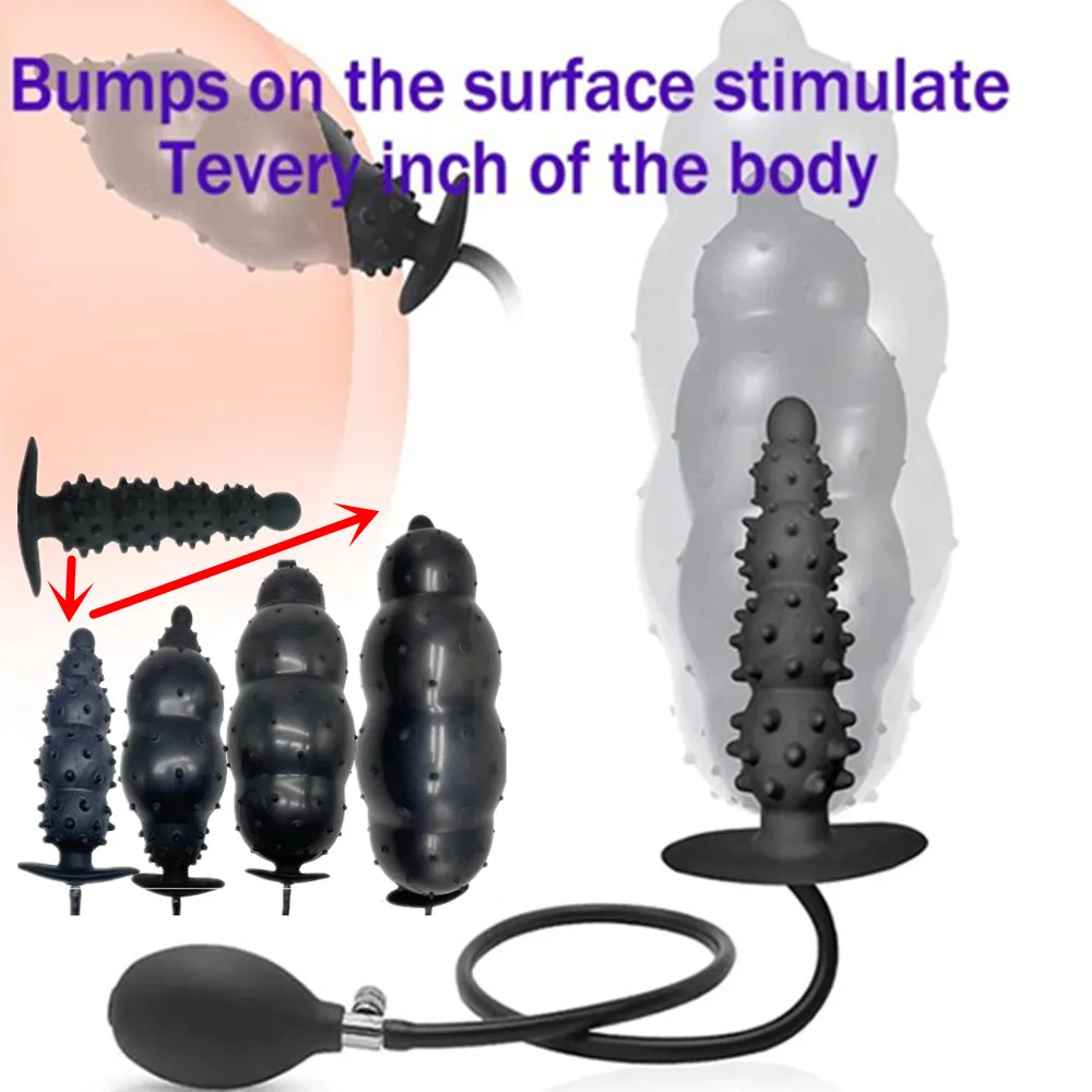 Spikes Anal Beads Huge Inflatable Butt Plug For Women Vaginal Dilator Men Anus Expander Big Dildos Female Masturbation Sex Toys