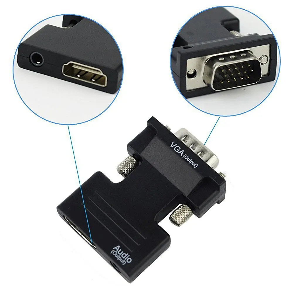 Konwerter HDMI na VGA Adapter 1080P VGA Adapter 3.5MM Audio Jack do komputera stacjonarnego Laptop na projektor HDTV Video Audio