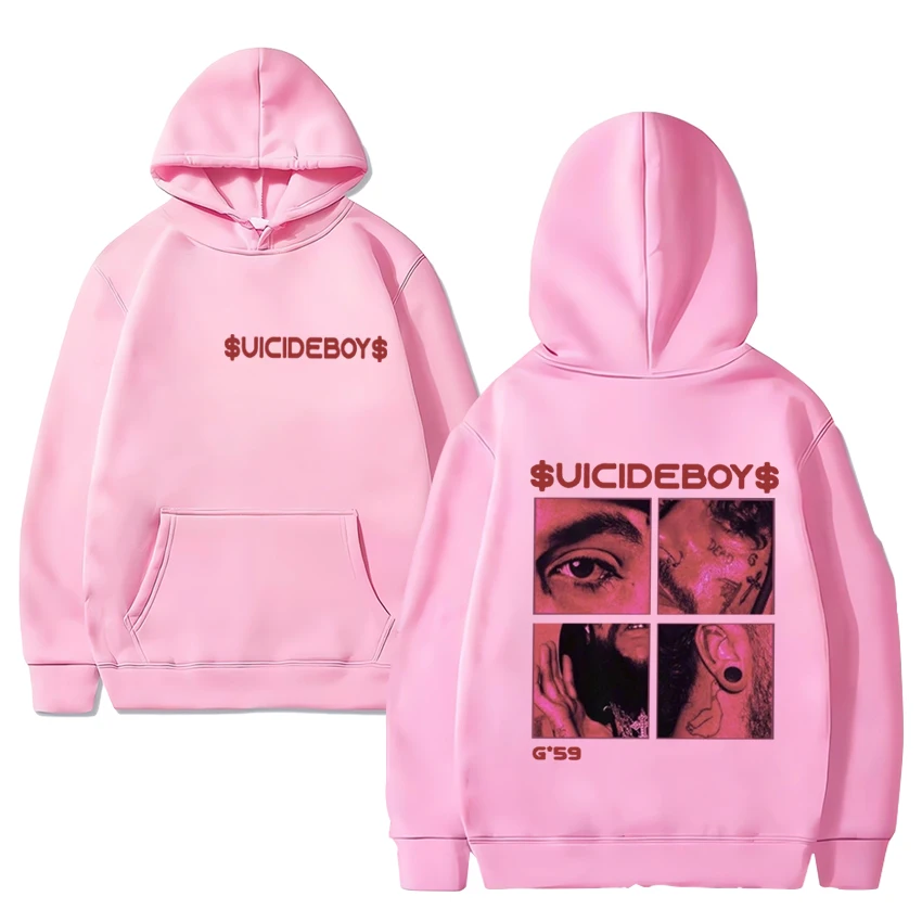 Suicideboys G59 pullover lengan panjang uniseks, Sweatshirt ukuran besar pria wanita, Hoodie hitam motif tur hari abu-abu 2024 Vintage