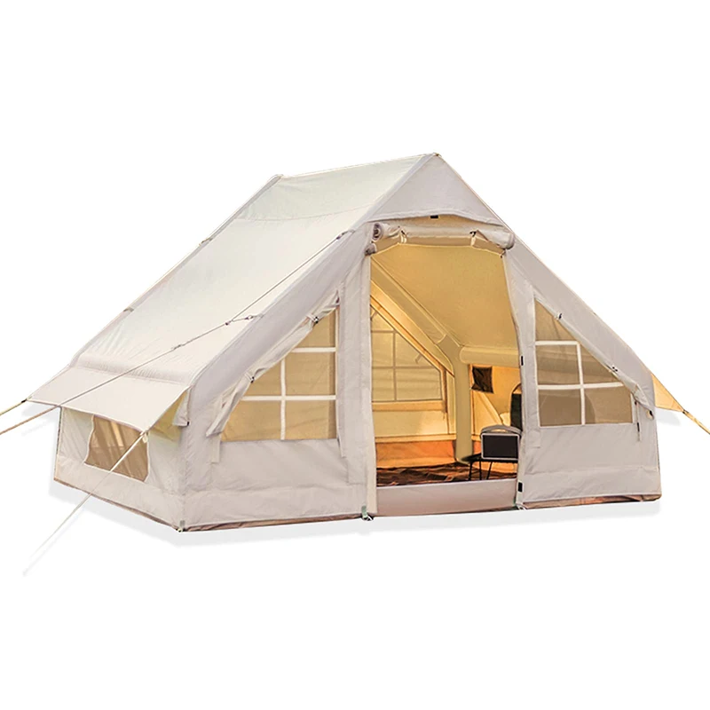 5-6 Person Portable Custom Family Camping Tent Waterproof Outdoor Large Canvas Air Cotton Glamping Inflatable Camping Tent