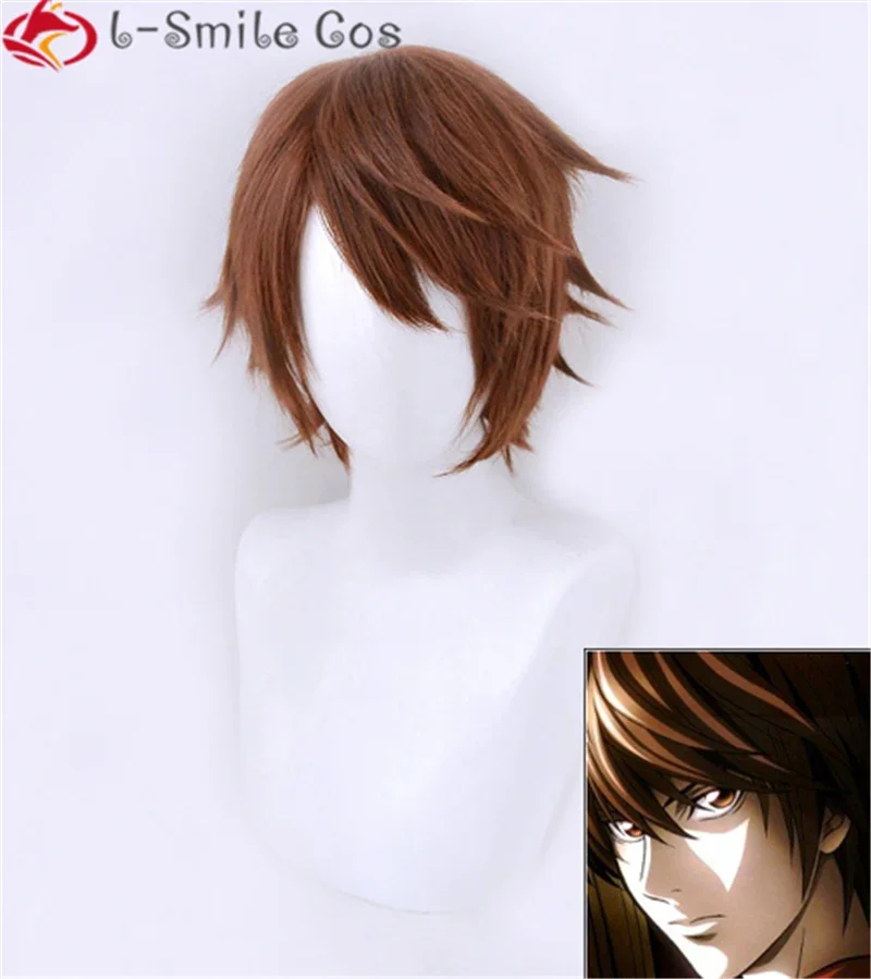 Anime Death Note Yagami Light Cos Wig Short Brown Heat Resistant Hair Pelucas Cosplay Costume Wigs + Wig Cap