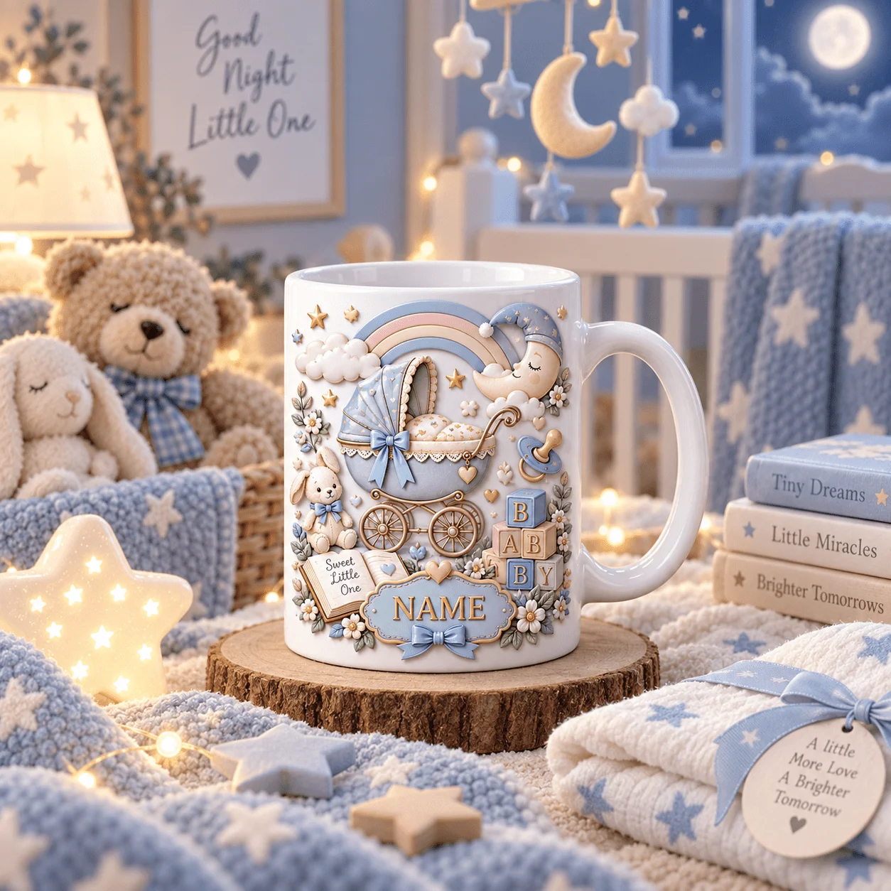 Personalized 11oz Newborn Baby Mug Custom Name Stroller Ceramic Coffee Cup 2D Print Baby Shower Gift
