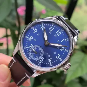 44mm Pilot Not Have Logo Mechanical Hand Wind Men's Watch Blue Dial Mineral  Glass/sapphire Seagull St3600-2 Movement G039 - Mechanical Wristwatches -  AliExpress