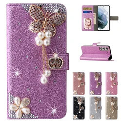 Wallet Glitter Case For Samsung Galaxy S26 Ultra S25 FE S24 S23 Plus S22 A35 A55 A14 A36 A37 A56 A57 A15 A34 A16 A26 A54 A33 A17