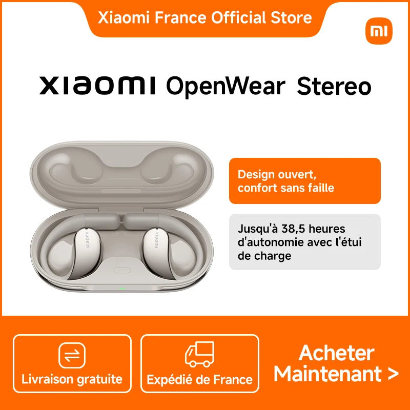 [Officiel]Xiaomi OpenWear Stereo | Audio haute résolution avec pilote dynamique de 17 x 12 mm et basses optimisées, LHDC, Jusqu\'à 38,5 heures