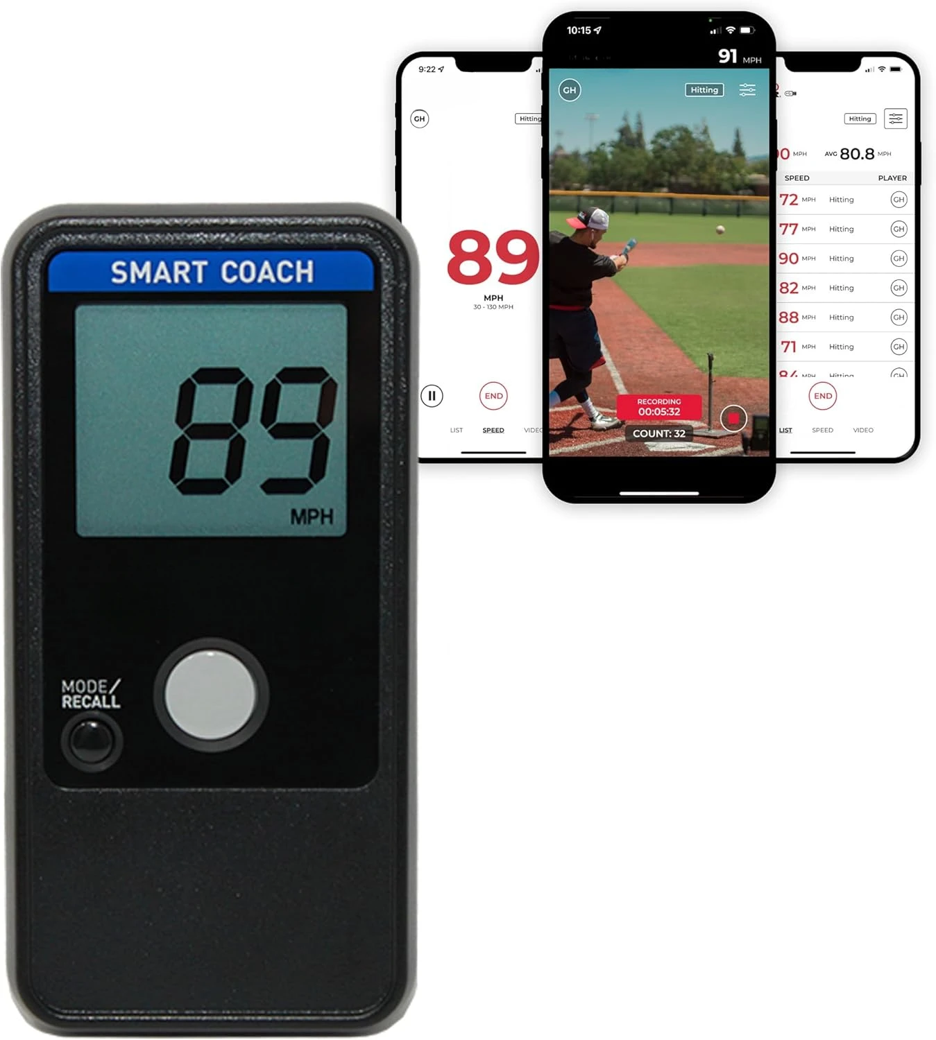 

Smart Coach Speed Gun for Baseball, Hockey, Softball - Accurate Pitching & Sports Speed Measurement