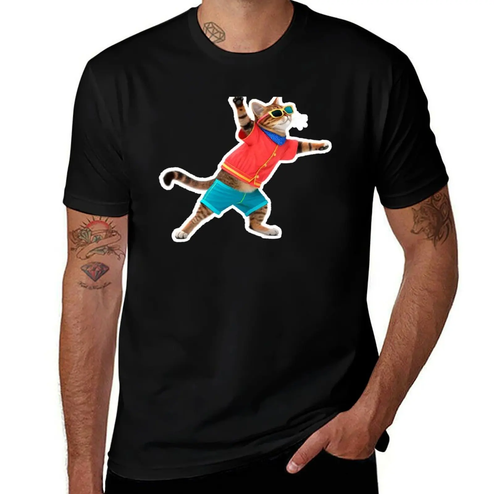 

Cat wearing colorful clothes and sunglasses T-Shirt custom t-shirts football t shirt boys animal print mens t shirts pack