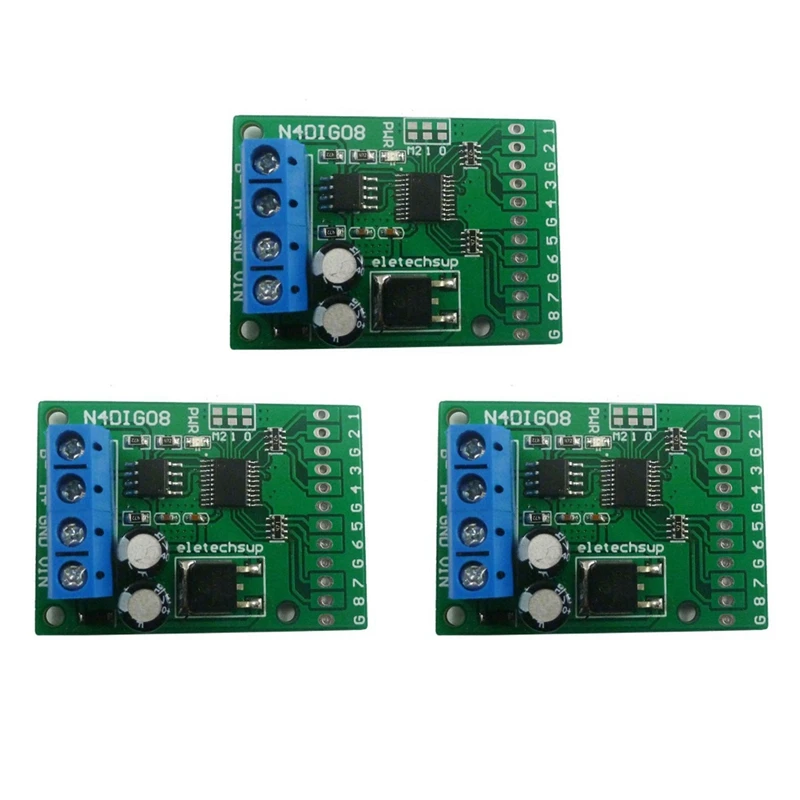 3X 8Ch Input/Output Digital Switch TTL Lvttl CMOS RS485 IO Control Module Modbus Rtu Board For PLC Relay, (No Pin)