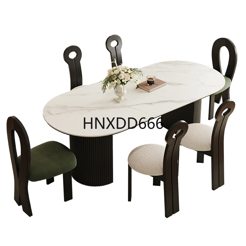 

Medieval rock slab dining table small apartment simple light luxury household