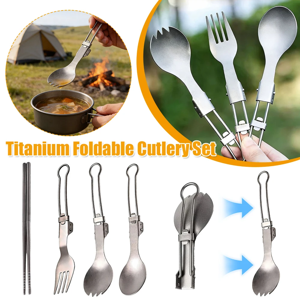 Titanium Foldable Cutlery Set - Camp Spork Set 评论和价格