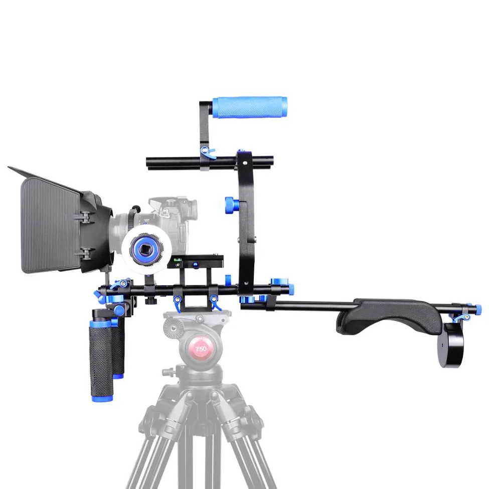 Pro dslr vídeo rig filme kit ombro montar rig siga foco fosco caixa c forma suporte gaiola alça superior para câmera dslr filmadora