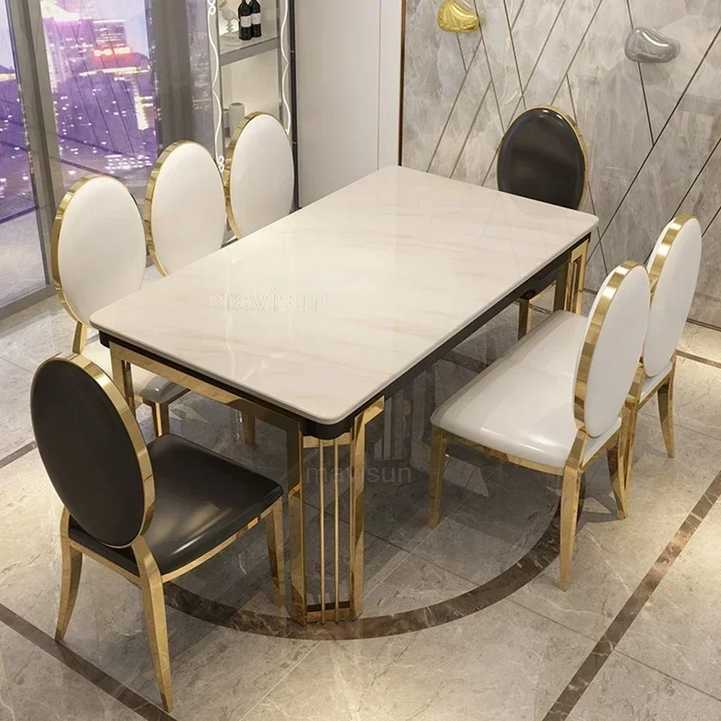 Designer Nordic Light Luxury Marble Dinning Table New Modern Service Simple Desk Rectangular Dining Table Mesa Home Furniture