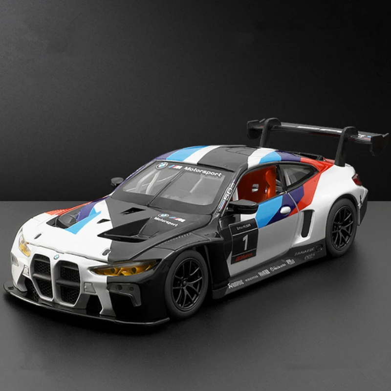 1:24 BMW M4 GT3 Legierung Sportwagen Modell Druckguss Metall Spielzeugauto Fahrzeuge Modell Simulation Sound und Licht Sammlung Kinder Geschenk