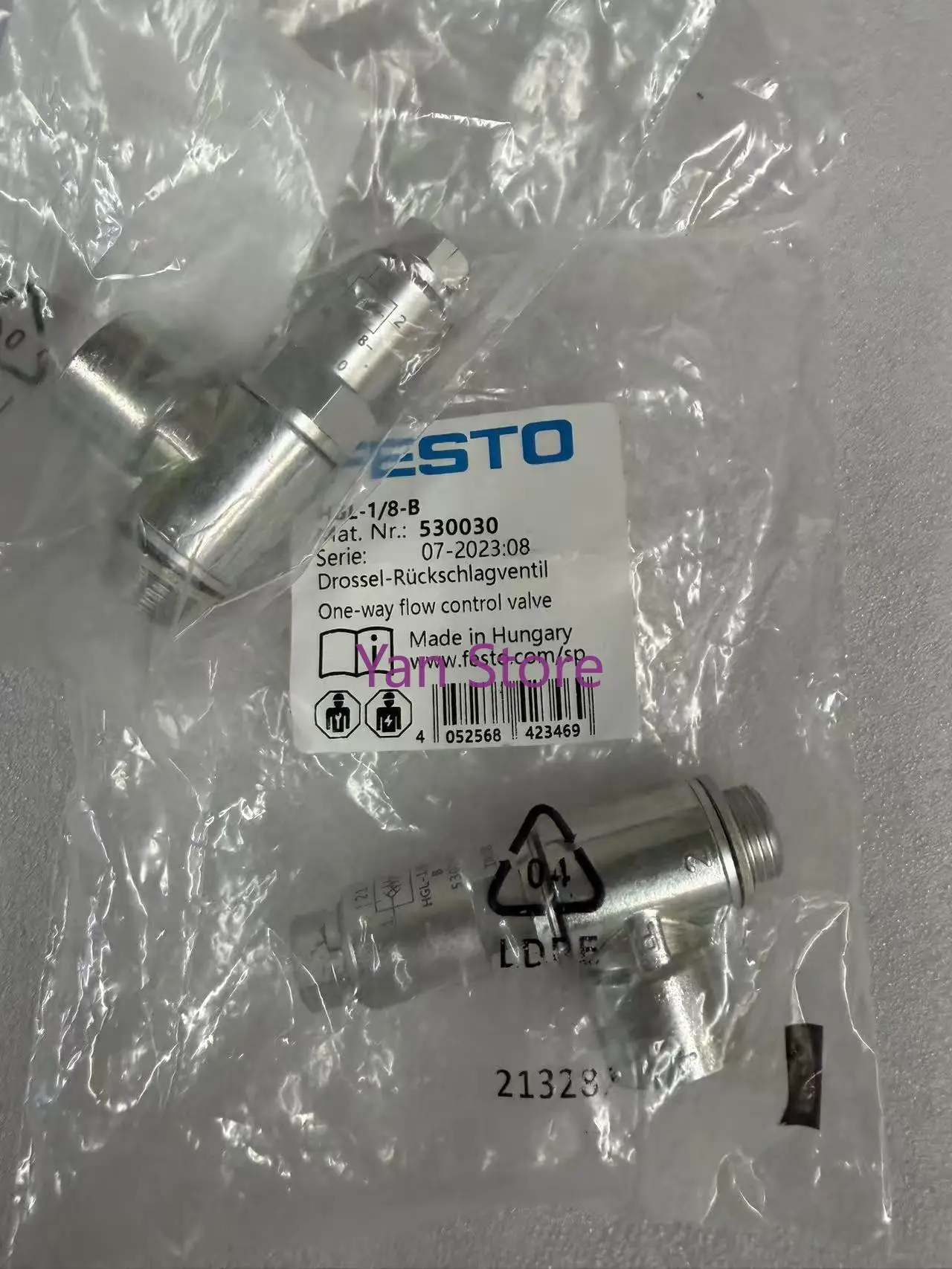 One-way flow control valve GRLA-1/8-QS-6-D 193144 GRLA-1/8-QS-8-D 193145 GRLA-1/8-QS-8-MF-D 537076   HGL-1 -8 -B  (530030)