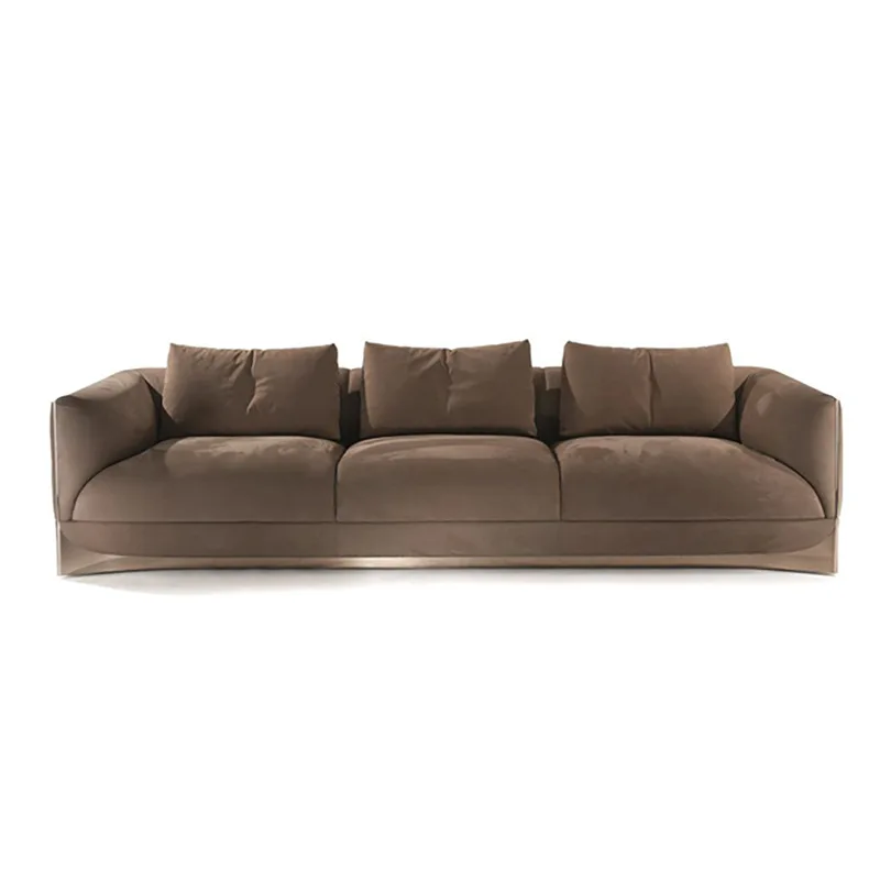 

Leather sofa, Italian light luxury high-end villa large flat living room sofa