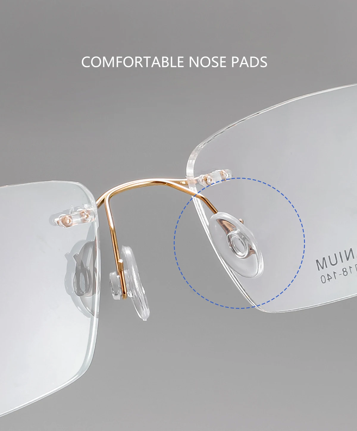 Quadratische randlose Business-Brille ultraleichte Brillen aus reinem Titan Mode Retro optische Rezept rahmen Mann Frau 1006 – Detail 6
