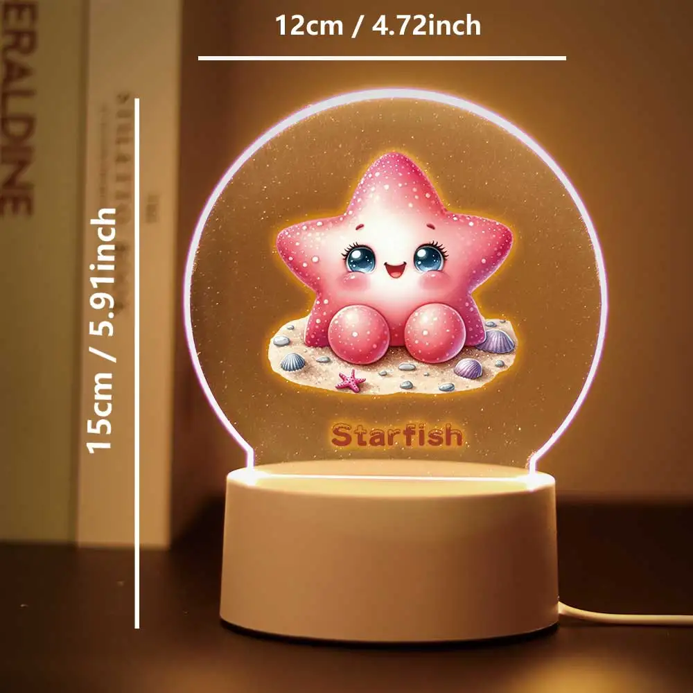 1 pc cute starfish UV Print With Name Acrylic Night Lights Color Changing Lamp Living Room Bedroom Birthday Gift