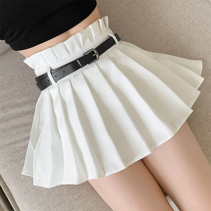 

Black White Pleated Skirts for Women Korean Fashion Ruffles High Waist Mini Skirts Ladies Summer Y2K Safety Shorts A-Line Skirts