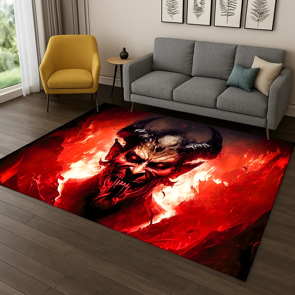 

Horror Demon Skull Carpet Rug for Bedroom Living Room Sofa Home Doormat Kitchen Decor,Kid Game Area Rug Non-slip Floor Mat Gift